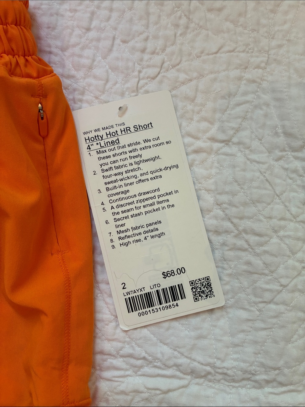 Lululemon Women's Bright Orange Run Shorts 4” - Picture 2 of 4